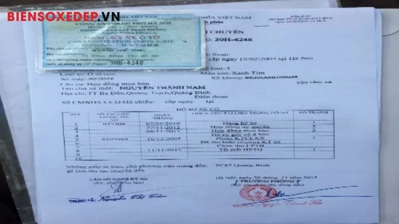 Giấy hẹn lấy đăng k&yacute; xe